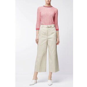 Hugo Boss Boucle Sweater Contrast Trim Womens Small Coral, White, Black